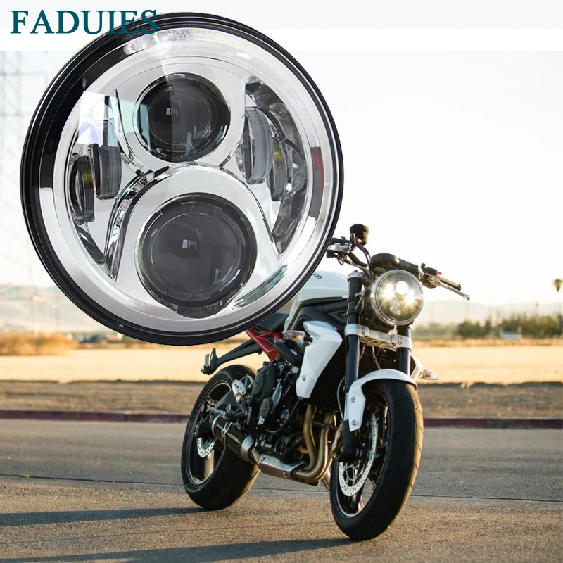 FADUIES Chrome 7 inch Motorcycle Projector Daymaker LED Headlight  for Harley Davidson Headlamp Projection Spot Driving light (1)3