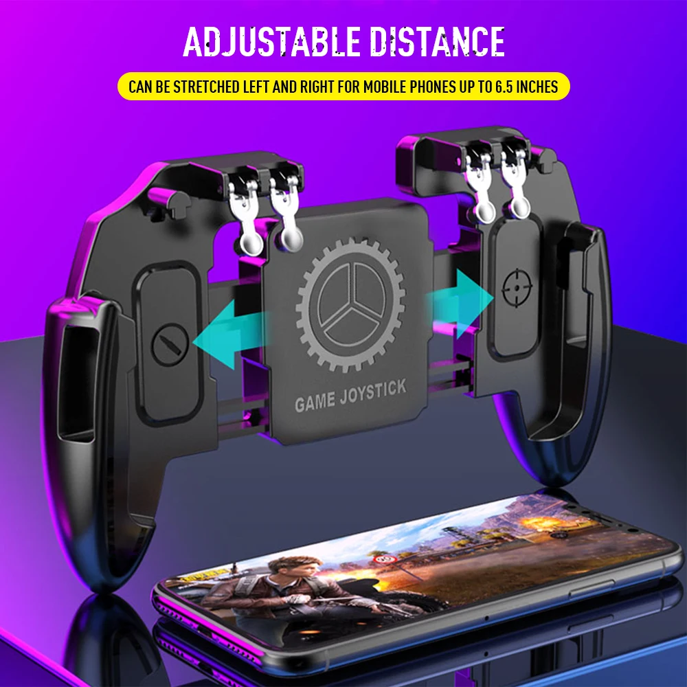 PUBG Mobile Joystick Controller Turnover Button Gamepad for PUBG iOS Android Six 6 Finger Operating Gamepad With Cooling Fan