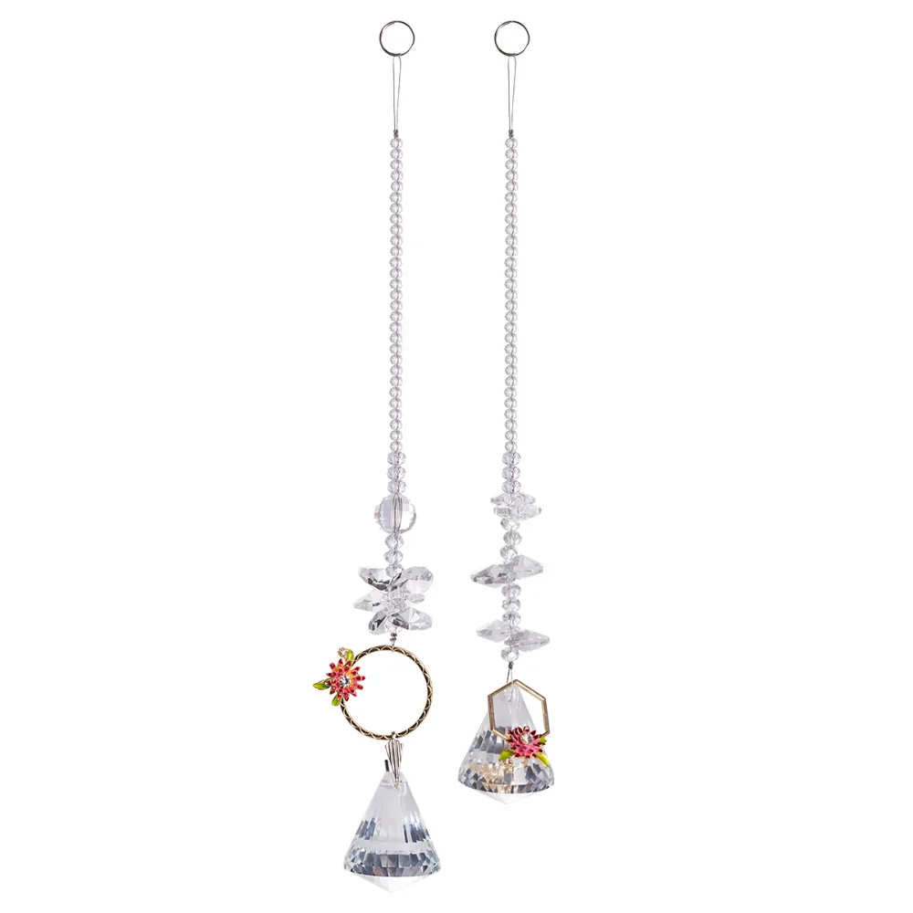 

Window Garden Chimes Hanging Crystal Suncatcher Octagon Beads Chain Chandelier Lamps Light Pendant Curtain Wedding Decor Gift