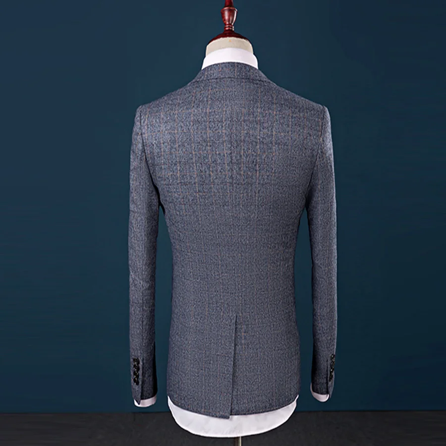 Striped Blazer Men Business Style Suit Wedding Suit Groom Tuxedos Slim Fit for Men 3 Pieces (Jacket+Vest+Pants) Plaid Suits Men
