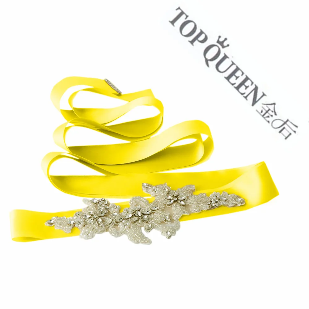 TOPQUEEN S139 Женский пояс со стразами свадебное вечернее платье пояс невесты пояс для женщин вечерние пояса - Цвет: Yellow