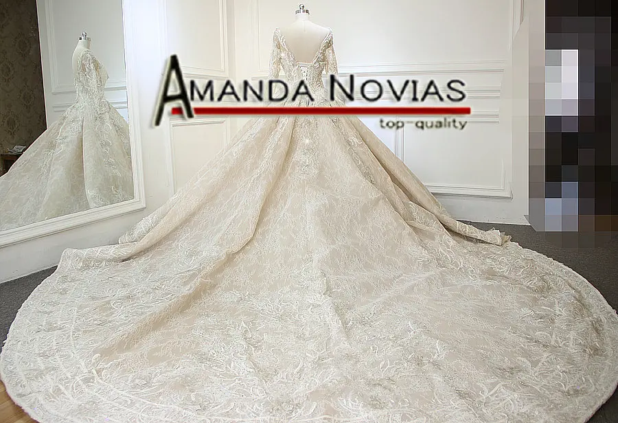 Vestido de noiva 2019 Новое поступление роскошный платья со шлейфом уникальный кружево с длинным рукавом свадебное платье