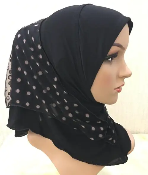 H1184 стиль Маленькая девочка хиджаб с еще один слой, смешанные цвета, быстрая