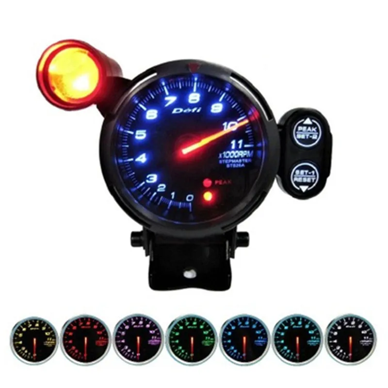 

1Pc 12V 80MM 7 Color LED Car Tachometer 0-11000 RPM Modified Instrument Car Meters Gauges Accessories Universal High Level