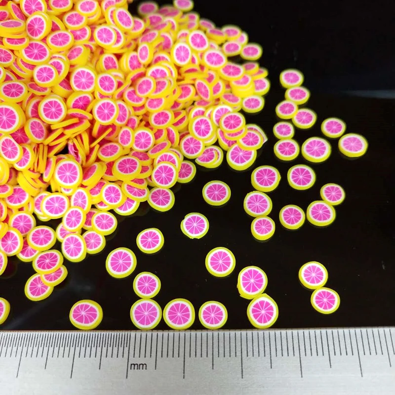 

20g/lot 6mm Grapefruit Polymer Hot Soft Clay Sprinkles Colorful for DIY Crafts Tiny Cute Fruit plastic klei Mud Particles