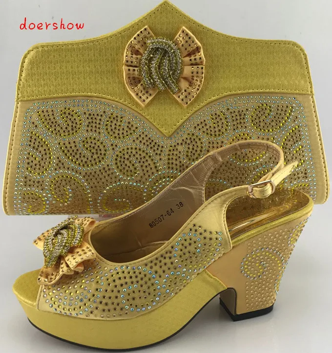 doershow African Shoes And Bags Nigeria Women's Shoes And Bag Sets With