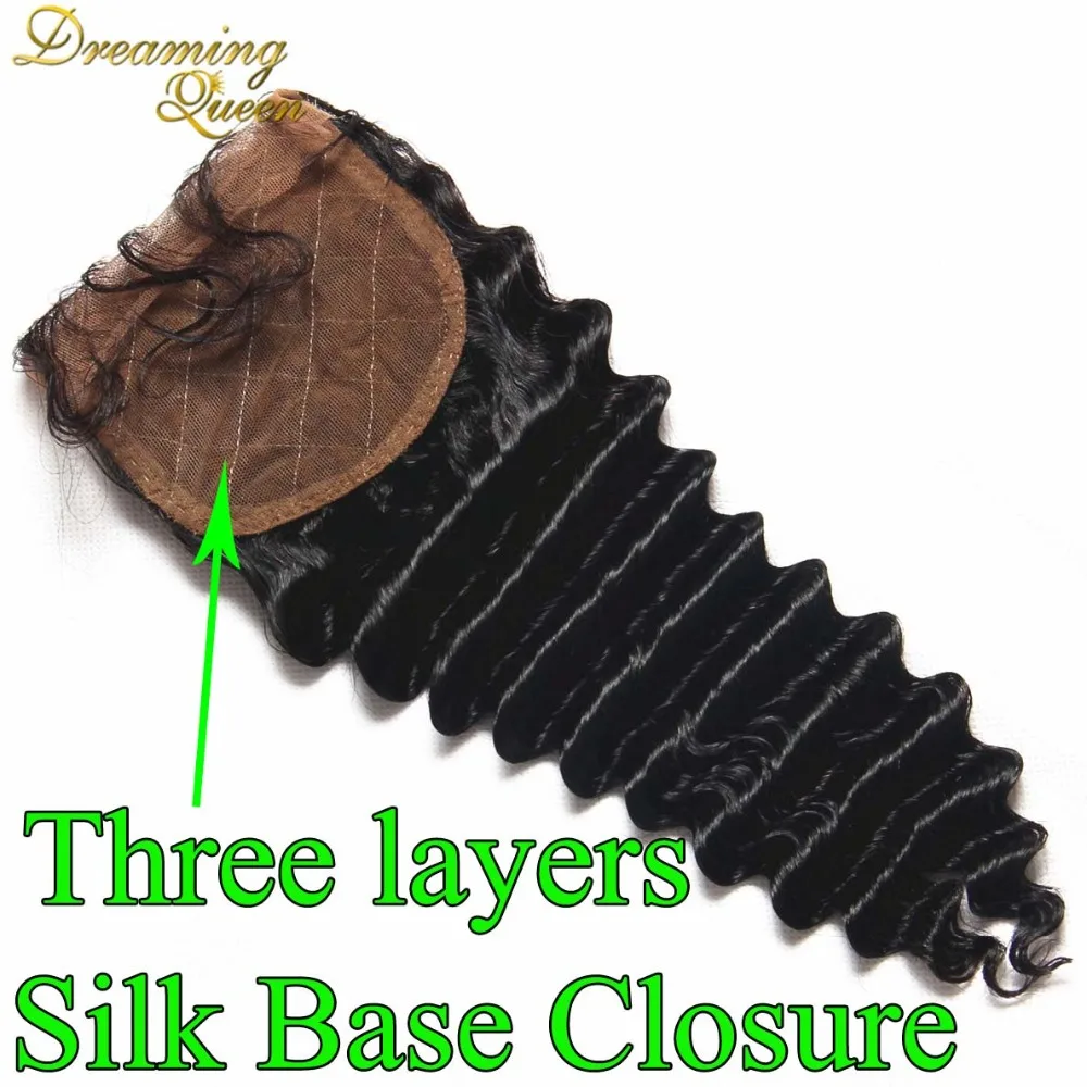 

Peruvian Deep Wave Silk Base Closure Free Middle 3 Part, Deep Curly Silk Top Closure With Bleached Knots DHL  Free Shipping