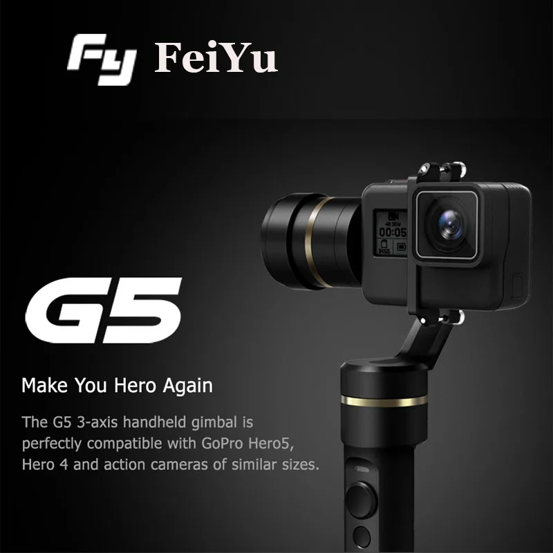 

Original FY FeiyuTech G5 (Feiyu FY G5) 3-axis handheld gimbal for gopro hero 5 and other action cameras splashproof