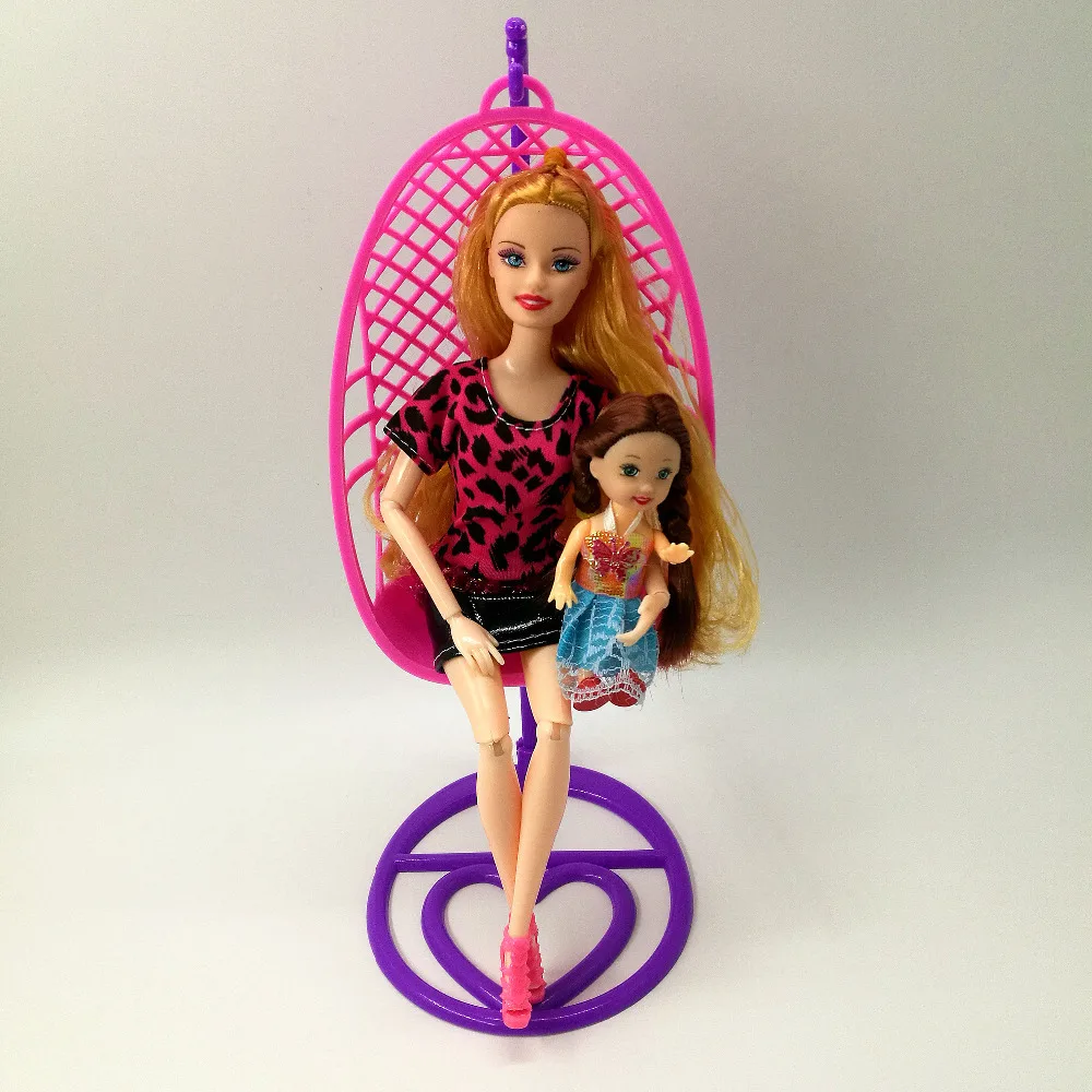 

2 Pcs Fashion Doll Princess Cute Garden Swing For barbie Doll furniture Kurhn Doll play house toys for Girl Accessories
