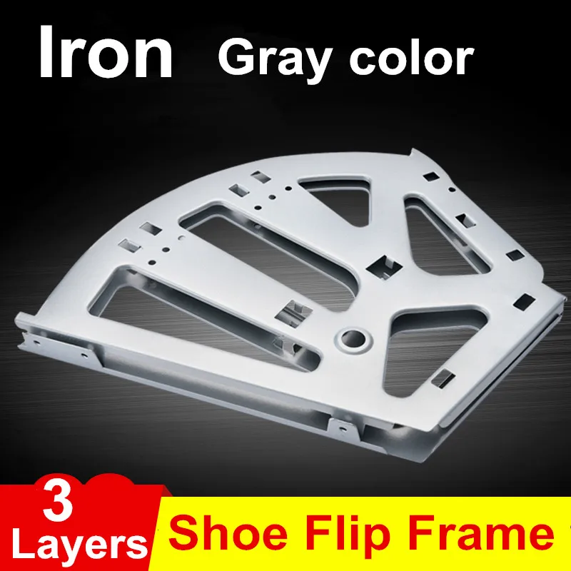 

1Pair Iron Shoe Rack Flip Frame 3 Layers option Gray Color Hidden Hinge