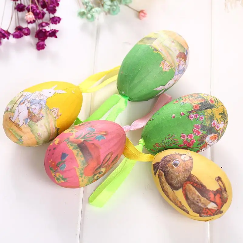 Buy Colorful 6Pcs Foam Easter Eggs Hanging Crafts Ornaments Decor Hot Sale from