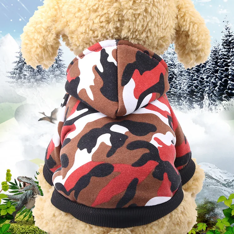 Камуфляжная Милая одежда для маленьких собак, зимняя куртка для французского бульдога, костюм для Хэллоуина, кофты для щенков чихуахуа, одежда для домашних животных - Цвет: Camouflage red