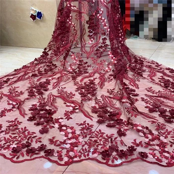 

Tollola African Lace Fabric Beaded Embroidered Nigerian Laces Fabric Bridal High Quality French Tulle Lace Fabric For Women