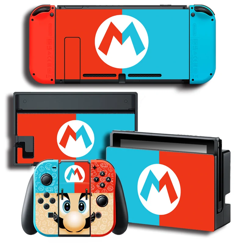 Odyssey виниловая Защитная Наклейка для кожи для nintendo Switch NS консоль+ контроллер+ подставка держатель Защитная пленка цветные Стикеры - Цвет: Super Mario Skin 1