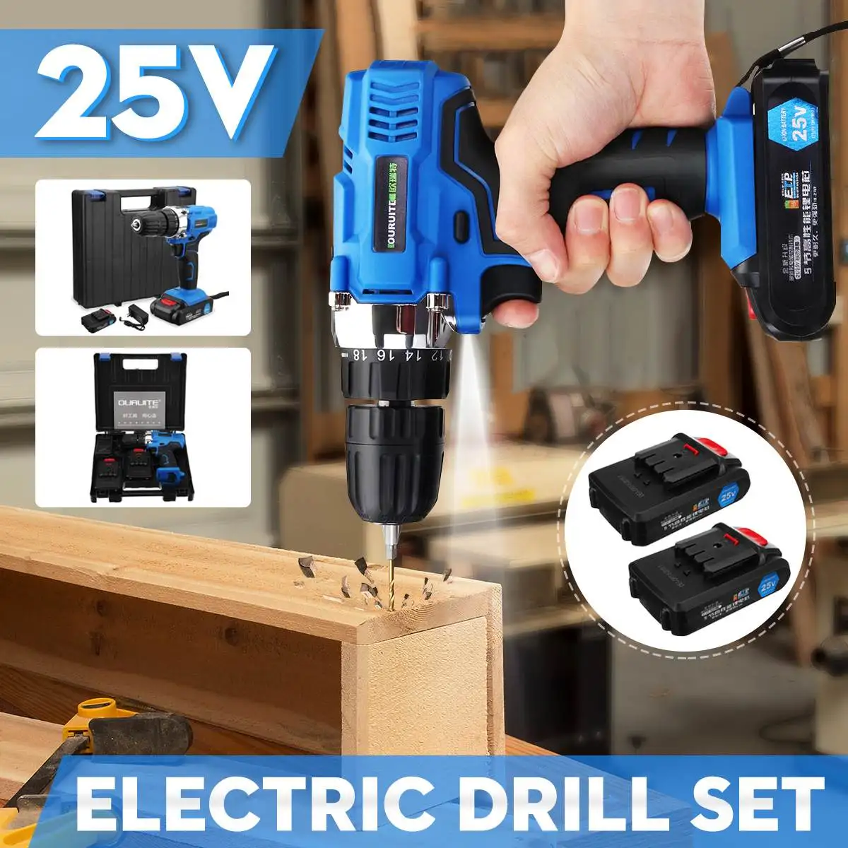 

25V 35Nm 5000Mah Cordless Electric Drill 18-Speed Torque Double Speed Rechargeable Brushless