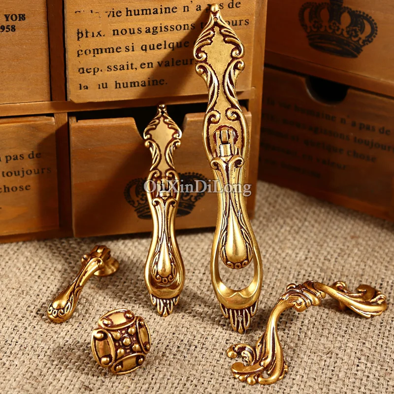 

Retro 10PCS European Antique Kitchen Door Furniture Handles Cupboard Drawer Wardrobe Wine Cabinet Pulls Handles and Knobs