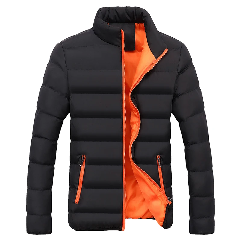 Новая зимняя куртка с воротником-стойкой, Мужская брендовая одежда, повседневное пальто, Мужская однотонная теплая верхняя одежда с хлопковой подкладкой, мужские парки s 4XL 8887