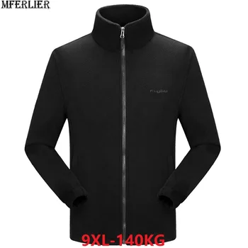 

winter mens Sweatshirts Plus Size 5XL 8XL 9XL Fleece Hoodies zipper Spring out door warm black Jackets large coats 54 56 58 60