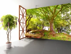 [Самоклеющиеся] 3D Пышное зеленое дерево 72 настенная бумага настенная печать наклейка настенные фрески
