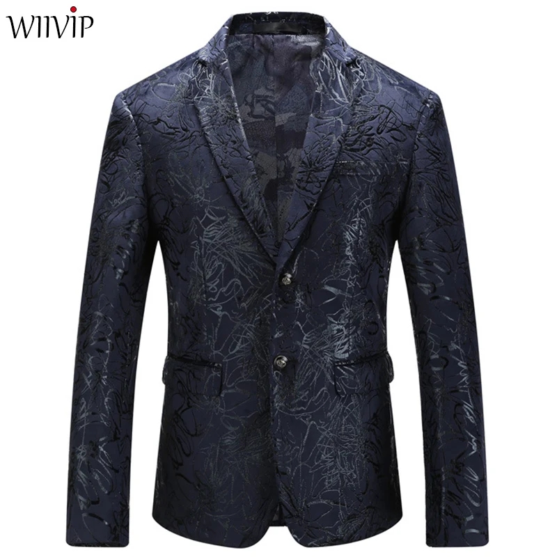 

Men's Dance Blazer High-level Design Coats 2019 Male Party Weekend Stage Host Suit Jackets Slim Fit Navy Coat M-5XL xz14