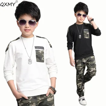 

baby boys clothings set Spring autumn camouflage long sleees t shirt+pants two pieces clothing set for teenager boys kids 3-12T