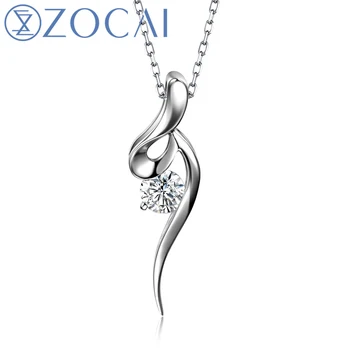 شراءZOCAI نمط المختنق ريال 0.05 CT معتمد H/SI قلادة الماس 18K الذهب الأبيض (Au750) 925 الفضة سلسلة D00370