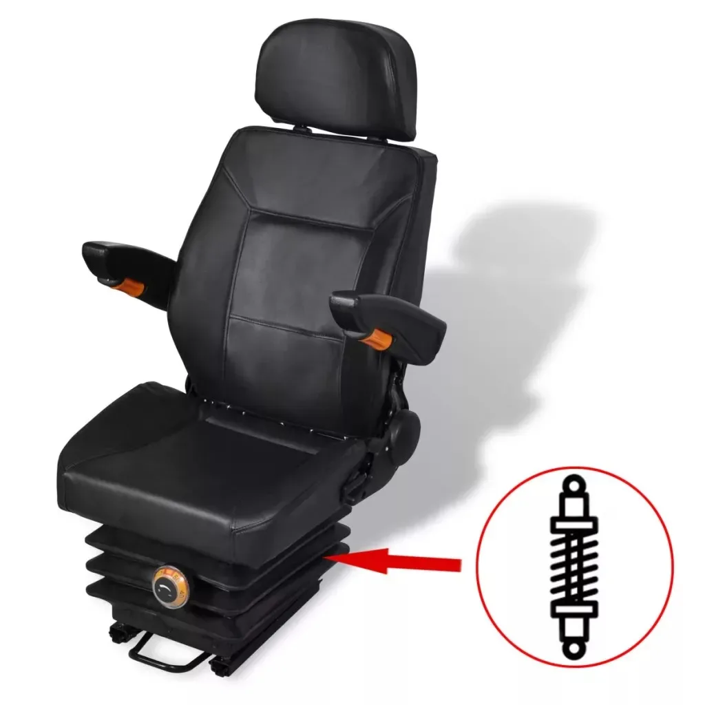  vidaXL tractor seat with suspension Backrest adjustment tractor seat with foldable headrest and arm