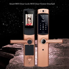 Best Price Smart Cerradura WIFI Door Lock Video Peephole Door Camera Fingerprint Password Electronic Lock Viewer Doorbell Remote APP Unlock
