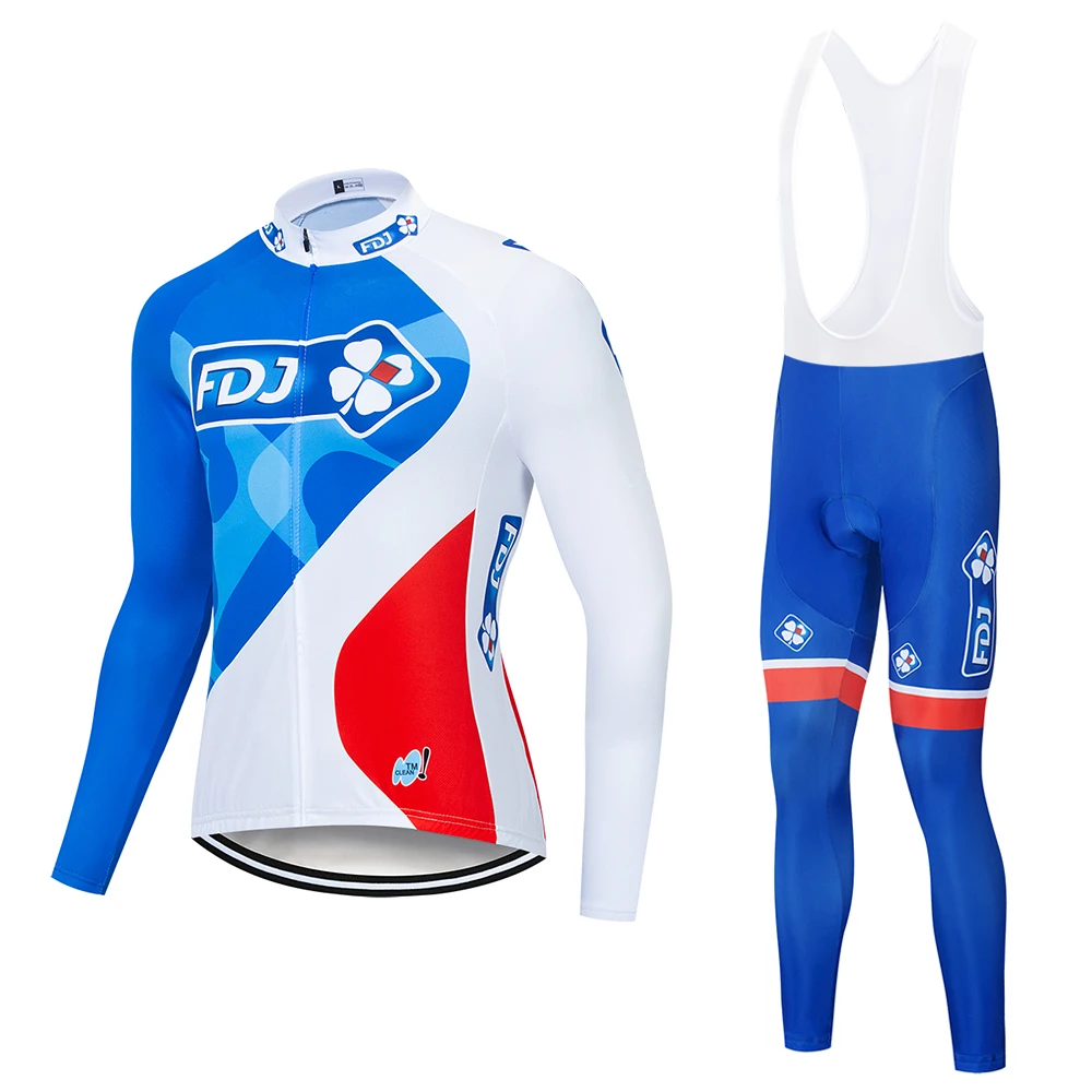 

FDJ 2019 Pro team Men's spring autumn Long sleeve cycling jerseys 19D Gel pad breathable outdoor MTB bike clothing Quick drying