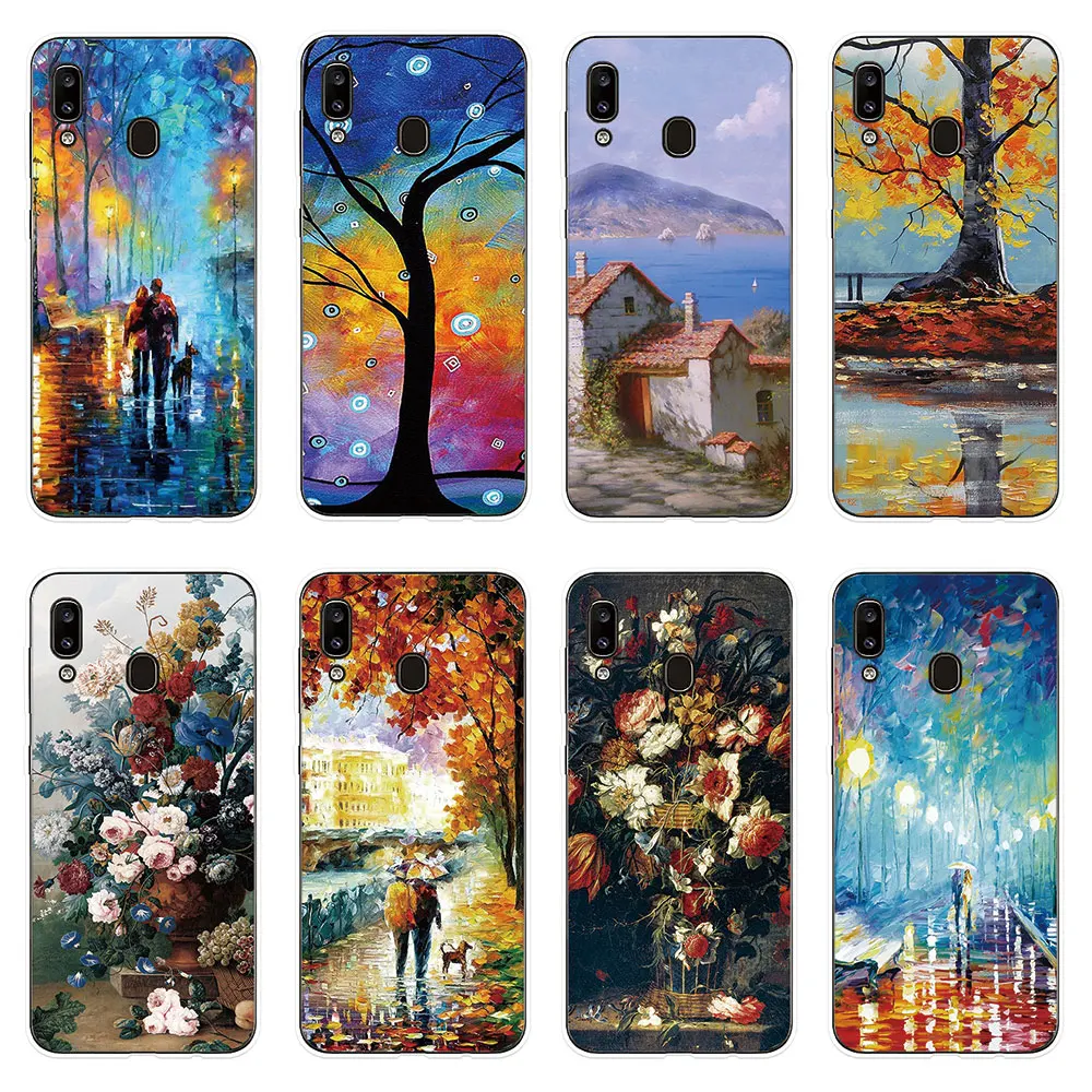 Silicone Case Oil Painting For Sumsung Galaxy A10 A20 A20E A30 A40 A50 A60 A70 A80 Phone Cover M10 M20 M30 |