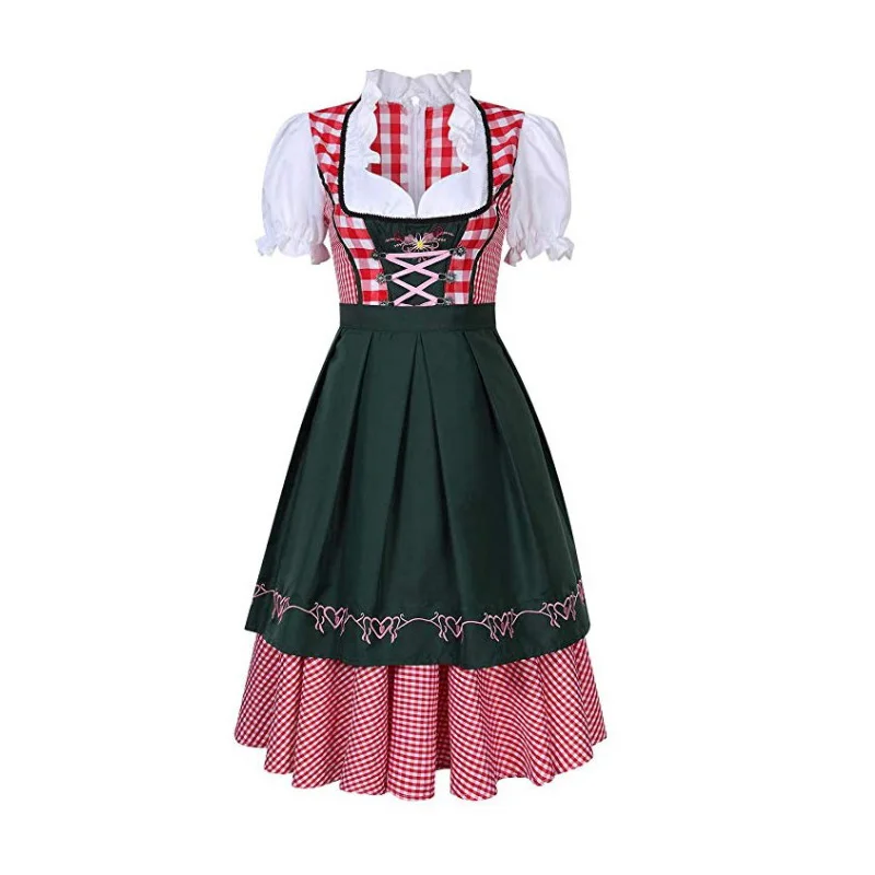 

COSFANS 2019 New Women German Oktoberfest Beer Girl Costume Dirndl Dress Beer Wench Uniform Halloween Maid Beer cosplay costumes