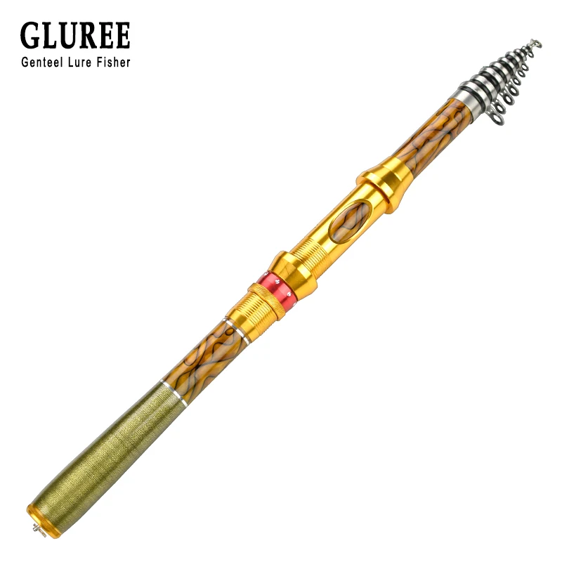 

GLUREE 99%Carbon Portable Telescopic Spinning Fishing Rod Sea Hand Pole 1.8/2.1/2.4/2.7/3.0M Ocean Rod Tackle Wood Grain Handle