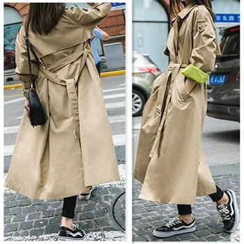 

UK Brand new Runway Fashion 2019 Fall /Autumn Women Casual Simple Solid Embroidery Trench coat with belt casaco feminino