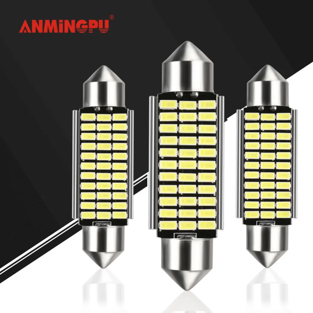 ANMINGPU 2x сигнальная лампа C5W Led featoon 31 мм 36 мм 39 мм 42 мм C10W C5W Led Canbus Авто Интерьер чтение купол фонарь для легкового автомобиля 12 V