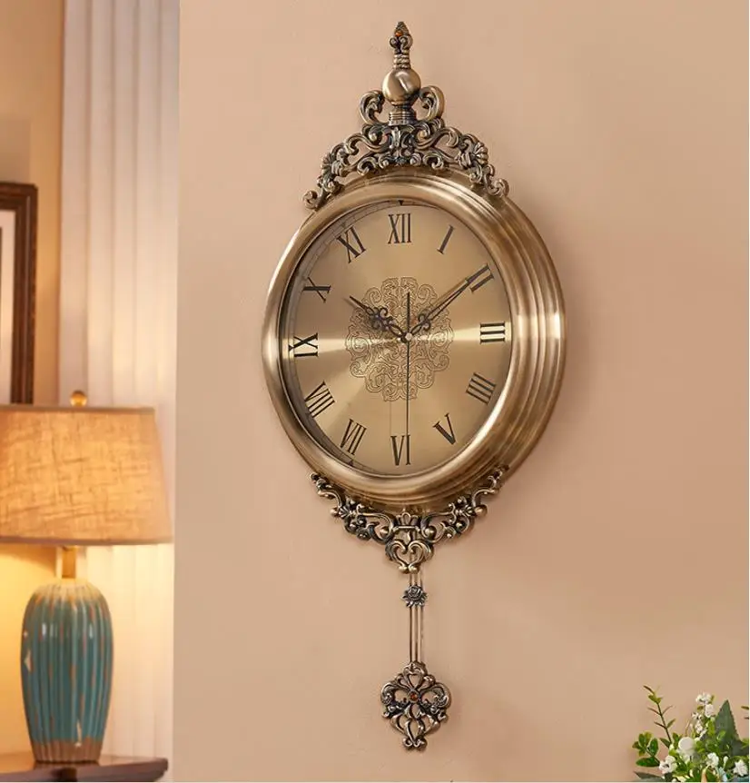 Роскошные оригинальные металлические настенные часы в европейском стиле, большие бытовые настенные часы, кварцевые часы