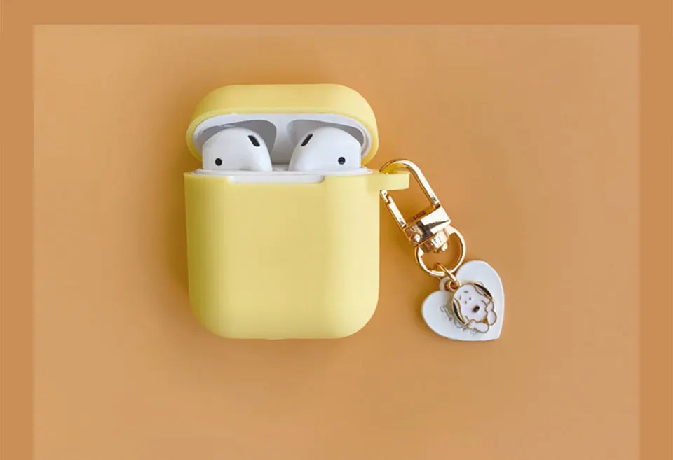 Силиконовый чехол с милой собачкой для Apple, аксессуары для airpods, Bluetooth, чехол для наушников, коробка, конфетный цвет, сумка, декоративная крышка, брелок для ключей