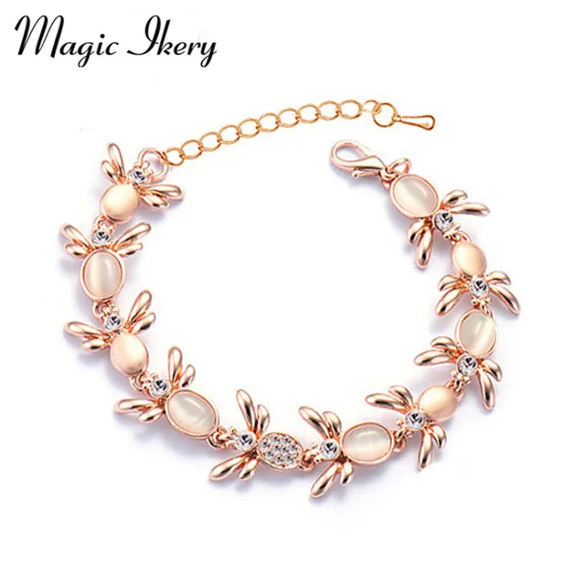 Magic Ikery Rose Gold Color Austrian Crystal Opal Korea Bee Magic Ikery Rose Gold Color Austrian Crystal Opal Korea Bee Bracelets Bangles Fashion Jewelry For