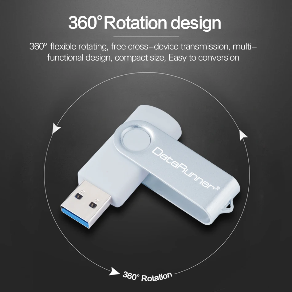DataRunner металлическая Usb флешка Вращающаяся ручка привода 8 ГБ 16 32 64 Гб 128 256 флешки