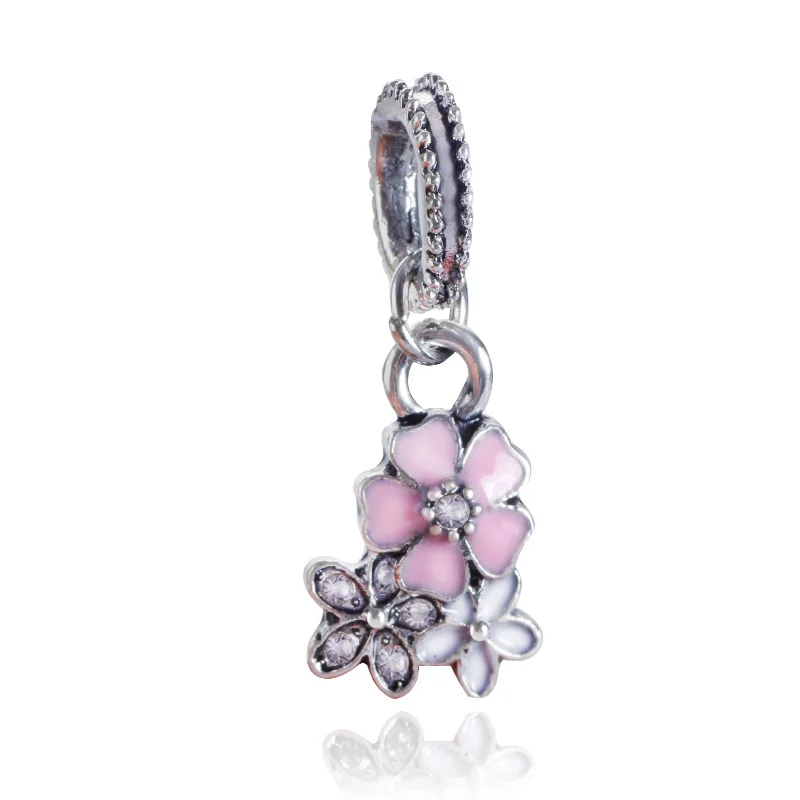 

Jewelry accessories big hole beaded love pink beads DIY bracelet bow pendant DGB181