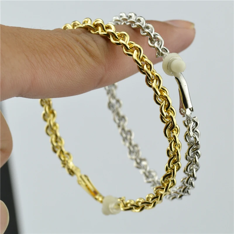 Серьги-кольца на клипсах для женщин с подушечкой без пирсинга, большие круглые золотые серебряные цепочки, круглые модные ювелирные изделия
