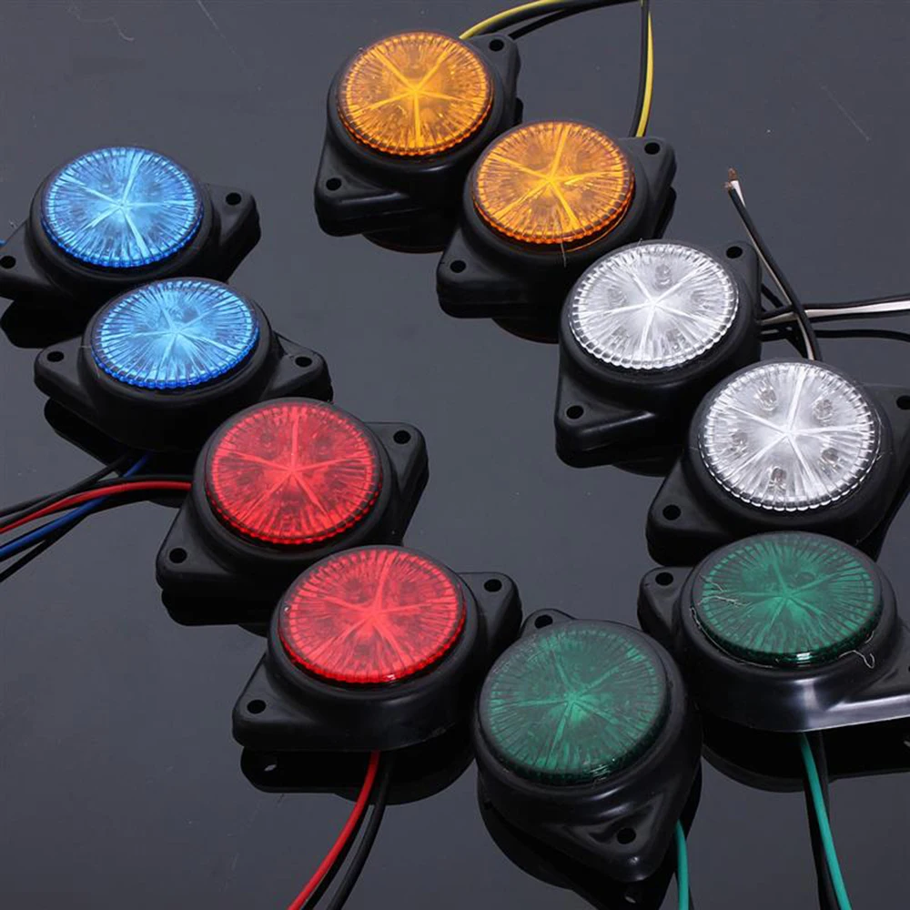 HEHEMM 2 x 5 LEDs Car Side Marker Truck Turn Signal Lamp Round