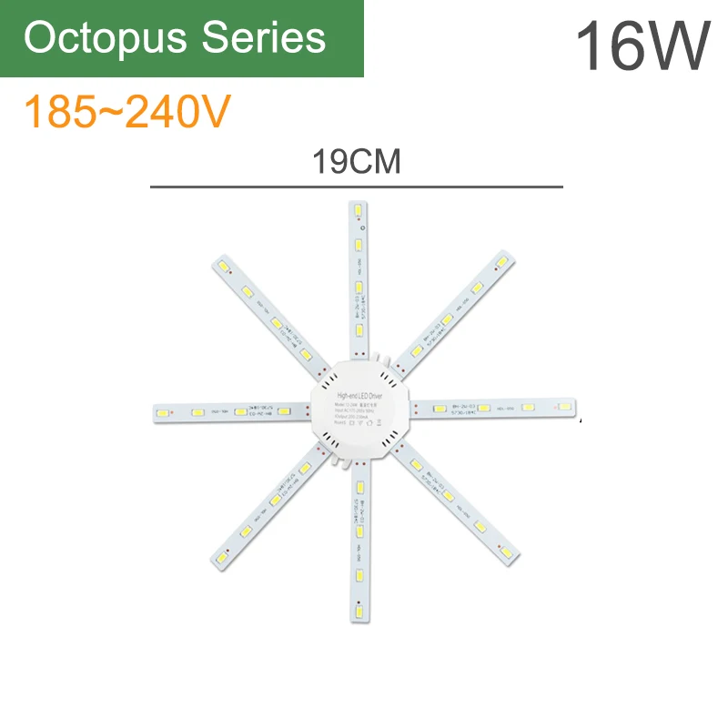 Kaguyahime светодиодные светильники аксессуары 12W 16W 20W 24W Осьминог магнитное кольцо свет пластины кольцо света для круглый - Испускаемый цвет: 16W 19CM 32LEDs