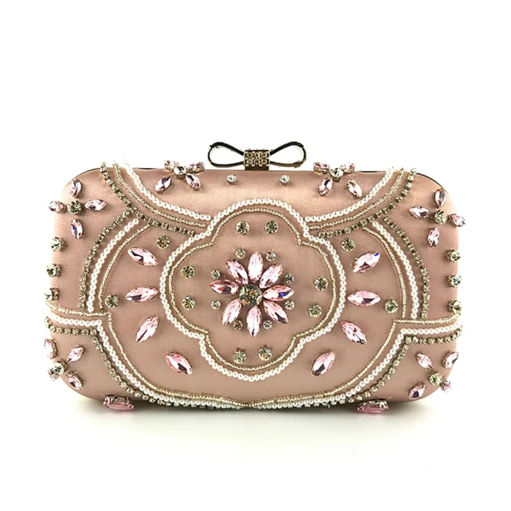 

New Luxury Diamond Flower pink Crystal Evening Clutch Bags Hot Styling Day Clutches Lady Wedding Purse Bags Bolsa De Festa M03