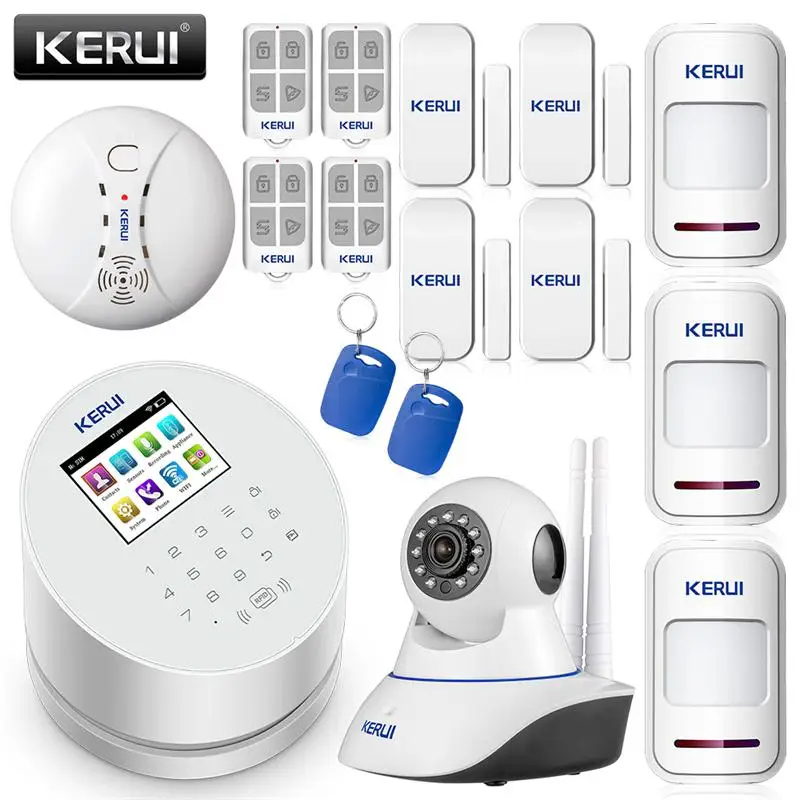 KERUI W2 WiFi/GSM/PSTN Охранная домашняя умная Жилая Беспроводная сигнализация, наборы, 2,4 дюймов TFT цветной дисплей, охранная сигнализация - Цвет: kit 3