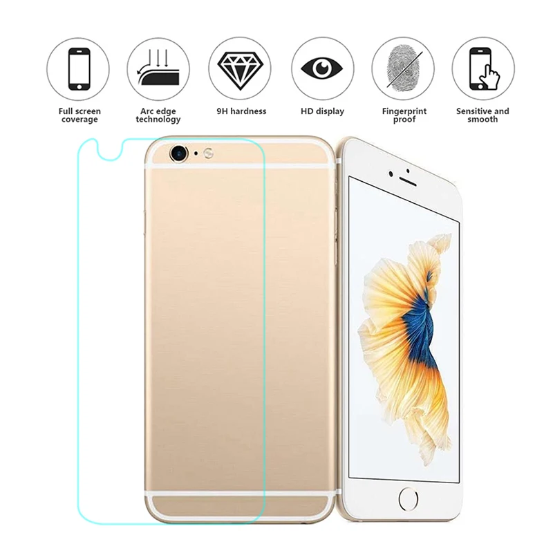 Закаленное стекло 9H для iphone 6 6s защита экрана защитная пленка чехол + комплекты