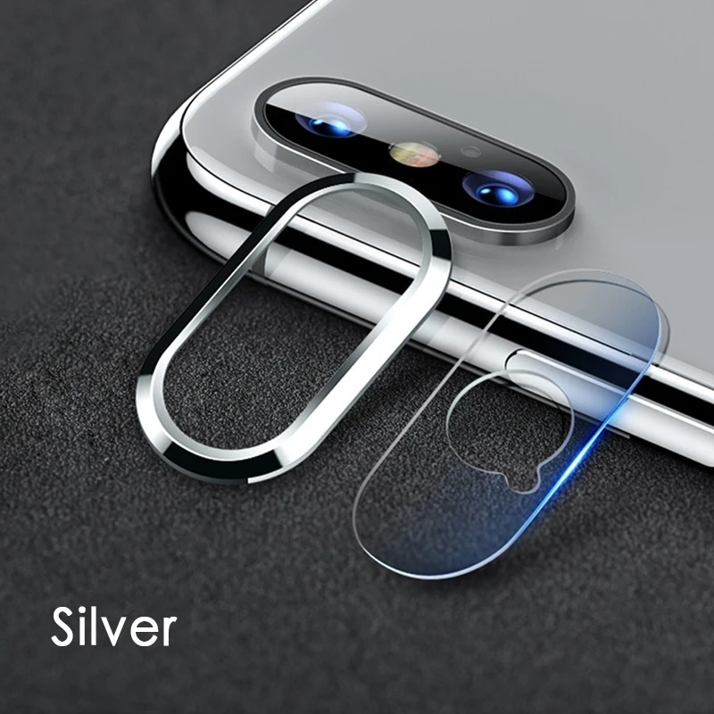 Metal Camera Lens Protective Ring+ Lens Protector 6D Transparent Tempered Glass Film For iPhone 6 6s Plus 7 8 Plus X XR XS Max