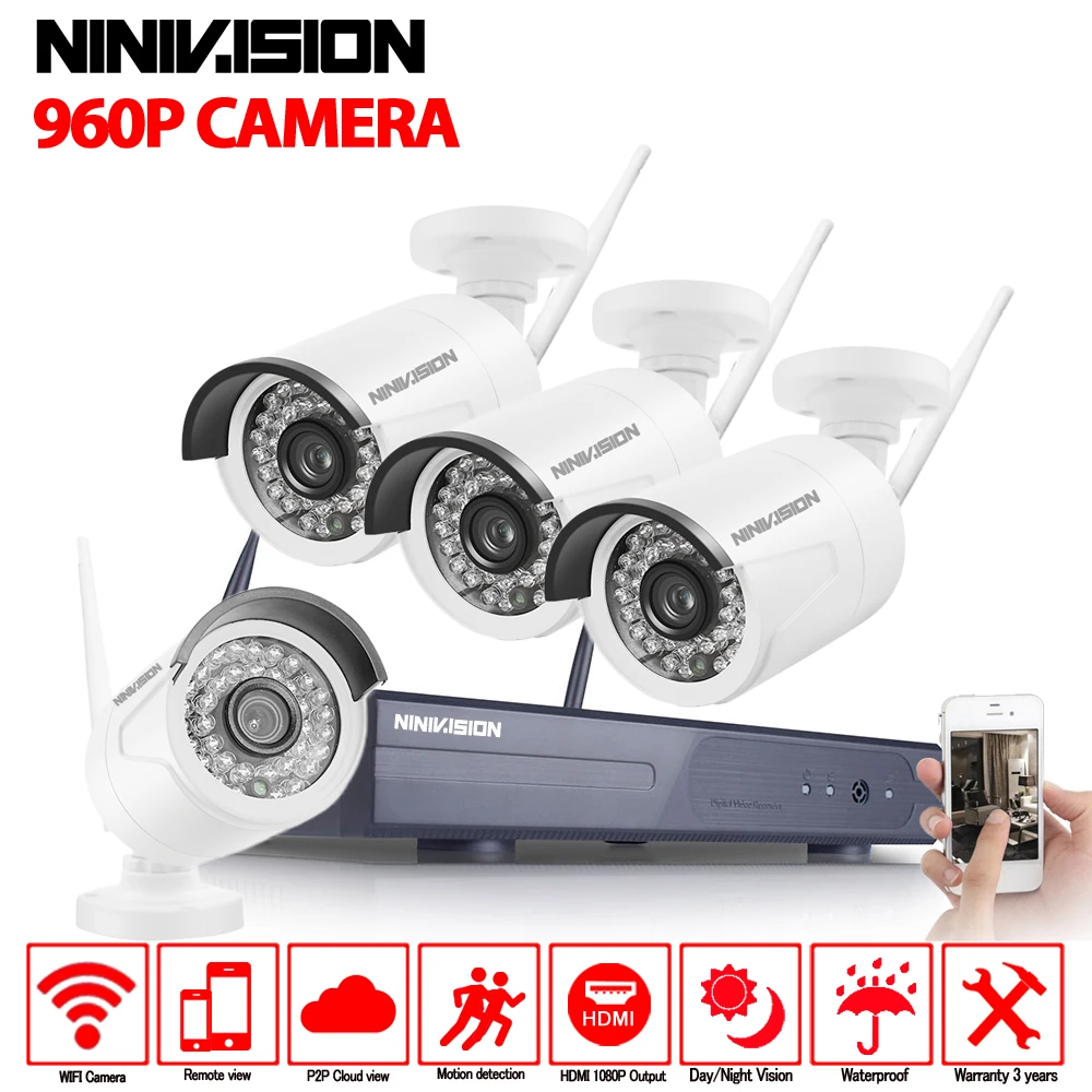 

Home Security Camera CCTV System Wireless DVR 4CH IP CCTV Kit HD 960P P2P IR Night Vision Plug Play Video Surveillance Wifi Kit