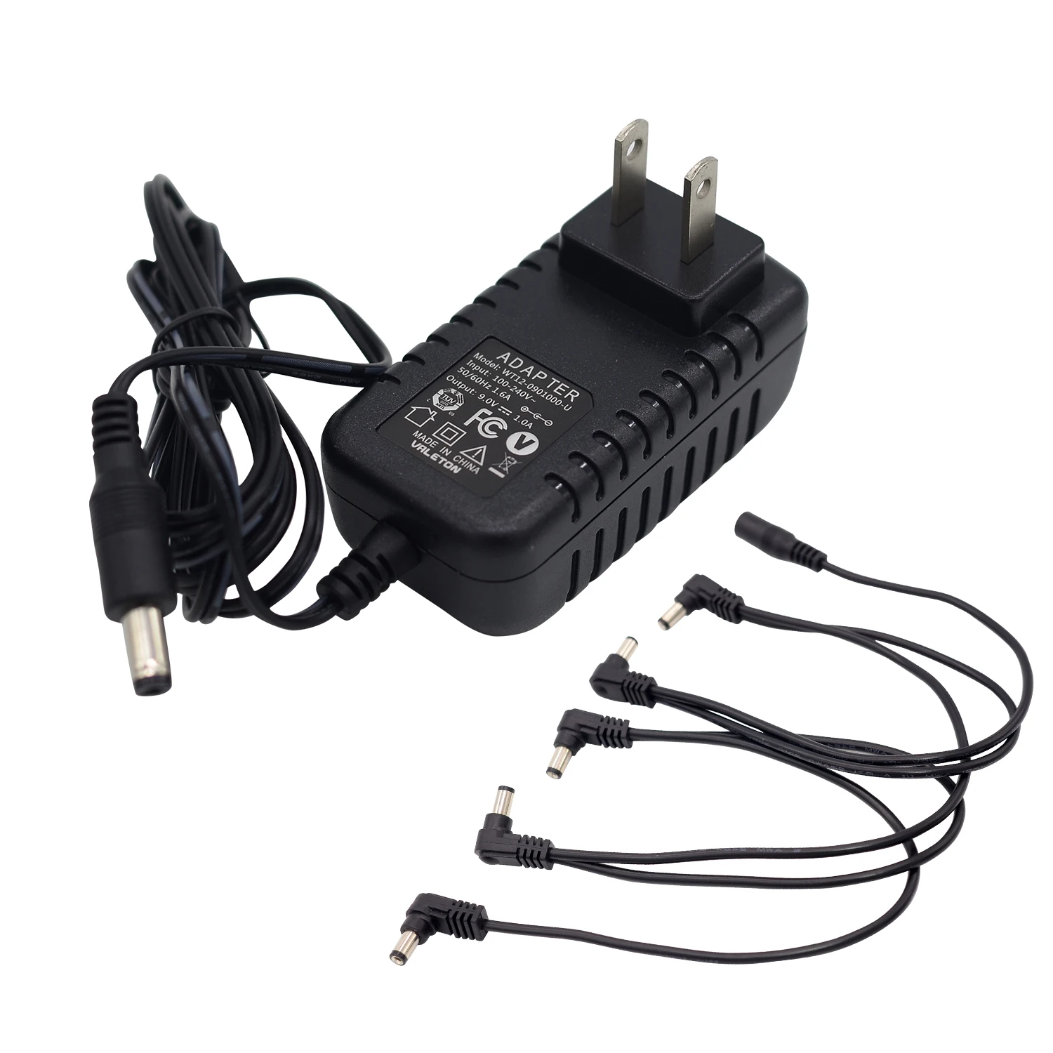 USA US Plug 9V Power Adapter for Guitar Effect Pedals Plus 5 way 1 to 5