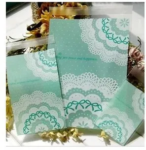 

50pcs Green Lace Self Adhesive Seal Cello Cookie Bag for Bakery Gift Candy Chocolate packaging