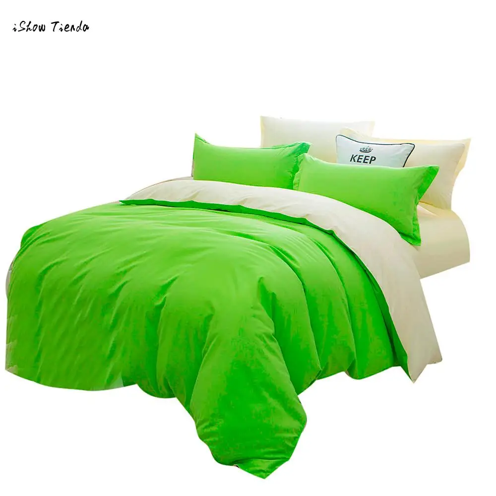 

ISHOWTIENDA All Size Cute Apple Green Home Bed kits Sheet Bedding Solid Colors Single Twin Full Queen Double King Soft Feeling